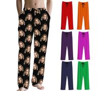 Bas de Pyjama Femme Personnalisée Avec Photo de visage Pantalon Pyjama Homme Personnalisé Avec Image pour Couples Famille Amis Cadeau Personnalisable drôles Noël Halloween Anniversaire Saint Valentin