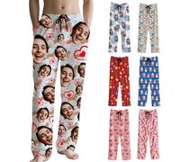 Bas de Pyjama Homme Personnalisable Pantalon de Pyjama Personnalisé Avec Photo de Visage PJs Bas Personnalisée Choisissez votre Image Noël Halloween Anniversaire Cadeaux pour Famille Amis Couple