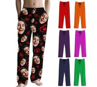 Bas de Pyjama Homme Personnalisé Avec Photo de visage Pantalon de Pyjama Femme Personnalisée Avec Photo d’animal de compagnie Idee Cadeau Rigolo Noël Anniversaire Halloween pour Couples Famille Amis