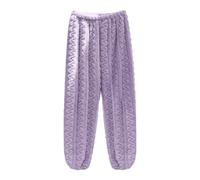 Bas de pyjama pour femme - Couleur unie - Vêtements de nuit pelucheux - Pantalon décontracté en peluche - Taille élastique - Vêtements de nuit pour femme, violet, Taille unique