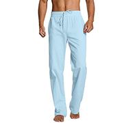 Bas de pyjama pour homme long - Pantalon de pyjama pour homme - Pantalon de maison en lin - Pantalon de pyjama coupe ample - Pantalon en lin confortable - Pantalon de nuit - Vêtements de nuit