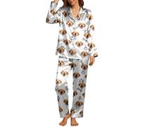 Bas de Pyjama pour personnalisé avec Photo de Visage - Pantalon de Pyjama personnalisé avec Visage d'animaux de Compagnie - Ensemble de Pyjama de Couple Personnalisé