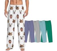 Bas de Pyjama pour personnalisé avec Photo de Visage - Pantalon de Pyjama personnalisé avec Visage d'animaux de Compagnie - Pyjamas rigolos pour la Famille - Convient aux Hommes et aux Femmes