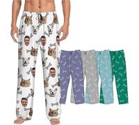 Bas de Pyjama pour personnalisé avec Photo de Visage - Pantalon de Pyjama personnalisé avec Visage d'animaux de Compagnie - Pyjamas rigolos pour la Famille - Convient aux Hommes et aux Femmes