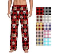 Bas de Pyjama pour personnalisé avec Photo de Visage - Pantalon de Pyjama personnalisé avec Visage d'animaux de Compagnie - Pyjamas rigolos pour la Famille - Convient aux Hommes et aux Femmes
