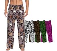 Bas de Pyjama pour personnalisé avec Photo de Visage - Pantalon de Pyjama personnalisé avec Visage d'animaux de Compagnie - Pyjamas rigolos pour la Famille - Convient aux Hommes et aux Femmes
