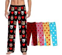 Bas de Pyjama pour personnalisé avec Photo de Visage - Pantalon de Pyjama personnalisé avec Visage d'animaux de Compagnie - Pyjamas rigolos pour la Famille - Convient aux Hommes et aux Femmes