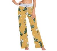 Bas de pyjama vert à motif de chaussettes de Noël pour femmes, vêtements de nuit, vêtements de nuit décontractés, jambes larges, confortables, Motif chaussette de Noël verte, M