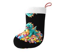 Bas décoratifs de Noël HJFCZH Dinosaure Jouet dans un tas de bonbons imprimés pour Noël Fête de vacances