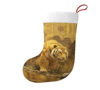 Bas décoratifs de Noël WHJSSF le tigre sur la rive imprimée pour fête de Noël