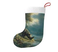 Bas décoratifs de Noël WHJSSF Rhino sur la rive imprimée pour fête de Noël