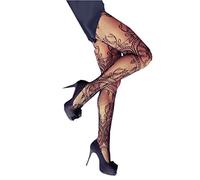 Bas en résille - Motif floral - Par Beauts, black-one-size, 8 10 12 14 16