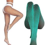 Bas en résille phosphorescente Leggings, Taille Haute, Bas Extensible et Lumineux, Collant, Collant Creux Blanc pour Femmes (Crotch-Opening)