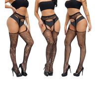 Bas fins unis pour porte-jarretelles, 3 Paires Bas Porte-Jarretelles en Dentelle Bas Hauts de Cuisse Collant en Résille Floral avec Jarretière pour Femme, Bas nylon à couture sexy femmes