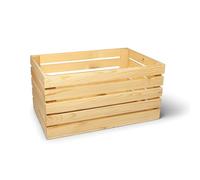 BAS Grande caisse en bois 60 x 40 x 30 cm - Caisse de rangement en bois massif - Caisse à fruits, à vin, à pommes - Boîte décorative et cadeau - Boîte en bois vintage pour pommes de terre, fruits et