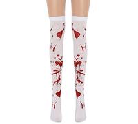 Bas Grande Taille Pour Porte Jarretelle Sock Up Femmes Casual Halloween Fashion Retro Gothique Blood Drop Print Chaussette Chaussette Courte Homme 3942 Jarretelles Femme (White, One Size)