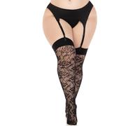 Bas jarretelles femme Leg Avenue Wild Rose Noir 1X/2X