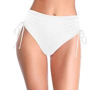 Bas Maillot De Bain Taille Haute pour Femme Élégant Bikini Ruched Bikini Slips Couleur Unie Triangle Short de Bain Amincissant Gainant Ventre Plat Maillot de Bain menstruel