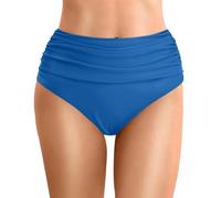 Bas Maillot De Bain Taille Haute pour Femme Élégant Bikini Ruched Slips Couleur Unie Triangle Short de Amincissant Gainant Ventre Plat Culotte Menstruel Slip