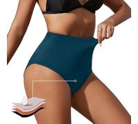 Bas Maillot De Bain Taille Haute pour Femme Élégant Bikini Taille Haute Ruched Bikini Slips Couleur Unie Triangle Short de Bain Amincissant Gainant Ventre Plat