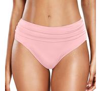 Bas Maillot De Bain Taille Haute pour Femme Élégant Bikini Taille Haute Ruched Bikini Slips Couleur Unie Triangle Short de Bain Amincissant Gainant Ventre Plat Culotte Maillot -Noir