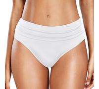 Bas Maillot De Bain Taille Haute pour Femme Élégant Bikini Taille Haute Ruched Bikini Slips Couleur Unie Triangle Short de Bain Amincissant Gainant Ventre Plat Culotte Maillot -Noir