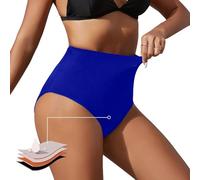 Bas Maillot De Bain Taille Haute pour Femme Élégant Bikini Taille Haute Ruched Bikini Slips Couleur Unie Triangle Short de Bain Amincissant Gainant Ventre Plat