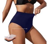 Bas Maillot De Bain Taille Haute pour Femme Élégant Bikini Taille Haute Ruched Bikini Slips Couleur Unie Triangle Short de Bain Amincissant Gainant Ventre Plat