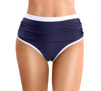 Bas Maillot De Bain Tailleur Haute pour Femme Élégant Ruched Bikini Slips Couleur Unie Triangle Short de Bain Amincissant Gainant Ventre Plat Culotte Maillot de Plage (04 Dark Purple, L)