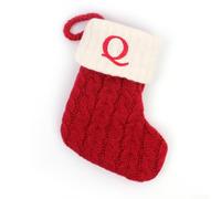Bas Noël Lettre Alphabet Tricot Décoration Sapin(Q) | Tricot flocon, 18x14cm compact, pour idéal sapin, finition soignée, style traditionnel