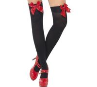 Bas Noirs Avec Noeud Rouge Femme Rouge