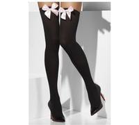 Bas Noirs Avec Nœud Rose Opaque - Noir - Taille Unique rose G