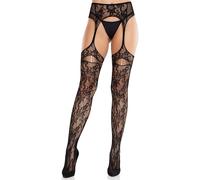 Bas rÃ©sille avec porte-jarretelles intÃ©grÃ© femme Leg Avenue Noir TU