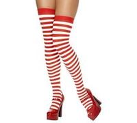 Bas rayés blanc et rouge femme Taille Unique Blanc G