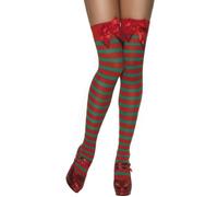 Bas rayés rouge et vert elfe femme Noël - Marque - Modèle - Femme - Vert - Intérieur
