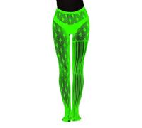 Bas résille lumineux pour femme dans l'obscurité - Motif rayé transparent sexy pour les soirées - Collants creux, bleu clair, taille unique