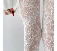 Bas Résilles Colorés Avec Motif Floral, Tissage Jacquard À Mailles Vides, Collants En Maille, Bas Sexy Haute-cuisses Doux Et À La Mode Taille UniquePlantesPolyamide