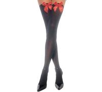Leg Avenue – Bas autoportant en nylon avec nœud – Taille unique – Noir/Rose