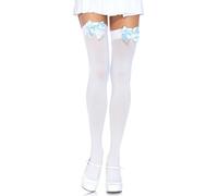 Bas sexy en nylon pour filles mignonnes chaussettes longues style mignon bowknot été cuisse haut bas, blanc/bleu clair, taille unique