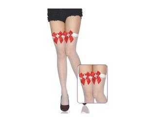 Bas Sexy Noeud Papillon En Maille Blanche Infirmière