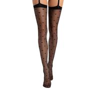 Bas Sexy pour Porte Jarretelles FIORE Love Booster Coeurs Femme Noir 2 3 4 5