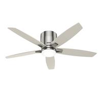 Hunter Valencia 52932 Ventilateur de plafond d'intérieur à profil bas en nickel brossé avec kit de lumière LED et télécommande portable, fonctionnement été/hiver, 132 cm