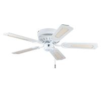 Bas Ventilateur plafond sans Lumière Liane 132cm Blanc Rotin Ventilateur Tirette