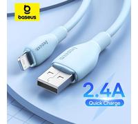Bas192.- Câble USB de charge rapide TPE 2.4A, chargeur pour iPhone 14 13 Pro Max Xs Xr X 8 Plus iPad Air Mini 4 Blue