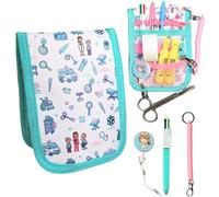 BASAMA Trousse d'infirmière + 2 porte-ciseaux d'infirmière + stylo de 4 couleurs | Cette poche d'infirmière organisateur est la meilleure idée de cadeau pour les infirmières, Blanc / vert, Sac de