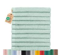 BaSaTex - Ensemble de Serviettes pour invités de 10 - Serviettes en éponge avec Boucle de Suspension en Coton Doux 30x50cm - Gants de Toilette certifiés Öko-Tex Standard 100 - Menthe