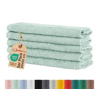 BaSaTex - Ensemble de Serviettes pour invités Lot de 5 - Serviettes en éponge avec Boucle de Suspension en Coton Doux 30x50cm - Gants de Toilette certifiés Öko-Tex Standard 100 - Menthe