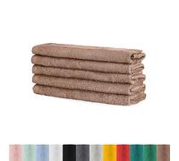 BaSaTex - Ensemble de Serviettes pour invités Lot de 5 - Serviettes en éponge avec Boucle de Suspension en Coton Doux 30x50cm - Gants de Toilette certifiés Öko-Tex Standard 100 - Pierre de Sable