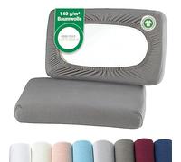 BaSaTex - Housses de Coussin Bio 2 pièces pour oreillers cervicaux et oreillers de santé | 97% Coton certifié GOTS + 3% élasthanne | env. 45-60 x 30-40 cm - 20 cm de Profondeur | Anthracite