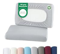 BaSaTex - Housses de Coussin Bio 2 pièces pour oreillers cervicaux et oreillers de santé | 97% Coton certifié GOTS + 3% élasthanne | env. 45-60 x 30-40 cm - 20 cm de Profondeur | Argent